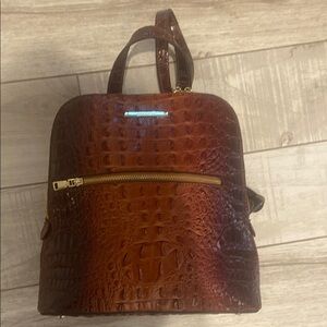 Brahmin Rich Brown Croc-Embossed Backpack